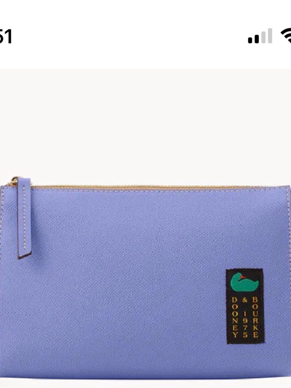 Dooney & Bourke Light Lavender Zip Pouch with Duck Patch